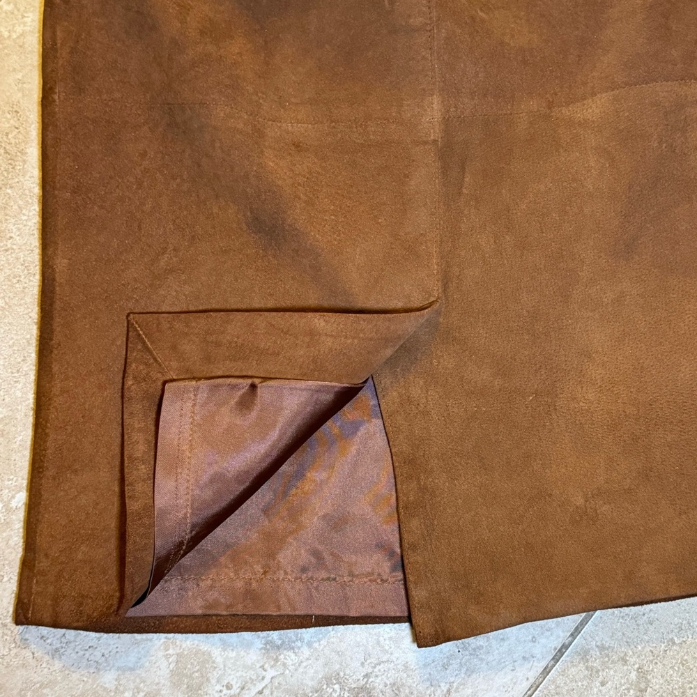 Genuine Suede High Waisted Leather Skirt - Picture 4 of 5